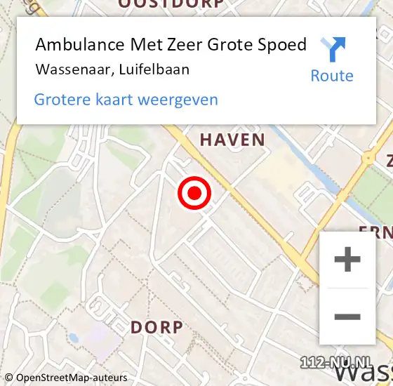 Locatie op kaart van de 112 melding: Ambulance Met Zeer Grote Spoed Naar Wassenaar, Luifelbaan op 4 januari 2025 07:22