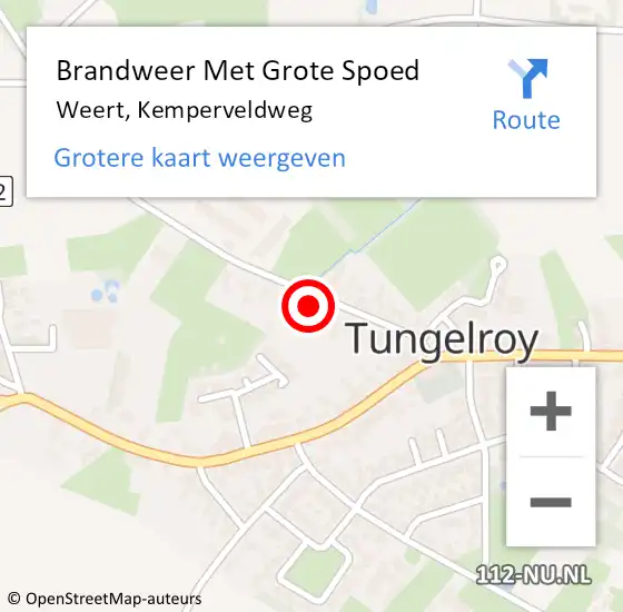 Locatie op kaart van de 112 melding: Brandweer Met Grote Spoed Naar Weert, Kemperveldweg op 4 januari 2025 07:46