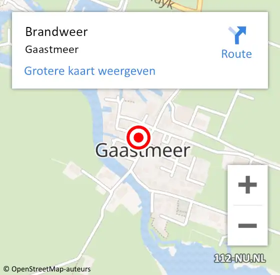 Locatie op kaart van de 112 melding: Brandweer Gaastmeer op 1 november 2014 18:34