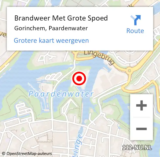 Locatie op kaart van de 112 melding: Brandweer Met Grote Spoed Naar Gorinchem, Paardenwater op 4 januari 2025 08:18