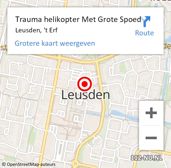 Locatie op kaart van de 112 melding: Trauma helikopter Met Grote Spoed Naar Leusden, 't Erf op 4 januari 2025 11:03