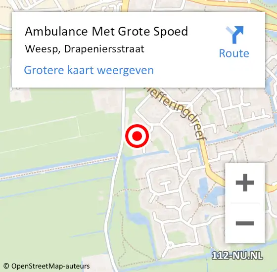 Locatie op kaart van de 112 melding: Ambulance Met Grote Spoed Naar Weesp, Drapeniersstraat op 1 november 2014 18:49