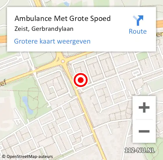 Locatie op kaart van de 112 melding: Ambulance Met Grote Spoed Naar Zeist, Gerbrandylaan op 1 november 2014 18:50