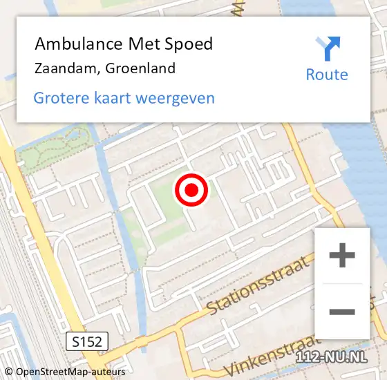 Locatie op kaart van de 112 melding: Ambulance Met Spoed Naar Zaandam, Groenland op 4 januari 2025 11:18