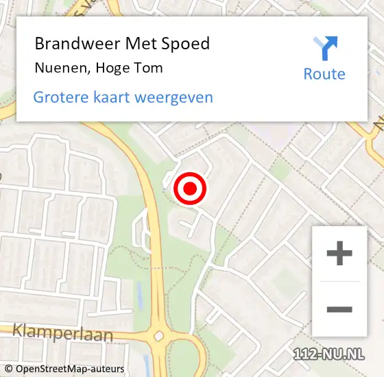 Locatie op kaart van de 112 melding: Brandweer Met Spoed Naar Nuenen, Hoge Tom op 4 januari 2025 11:59