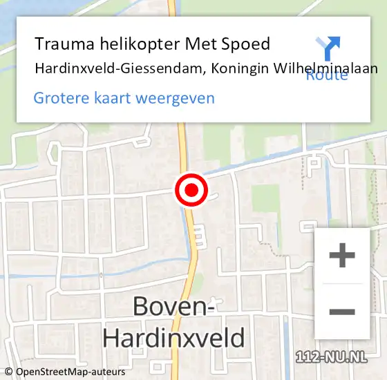 Locatie op kaart van de 112 melding: Trauma helikopter Met Spoed Naar Hardinxveld-Giessendam, Koningin Wilhelminalaan op 4 januari 2025 12:05