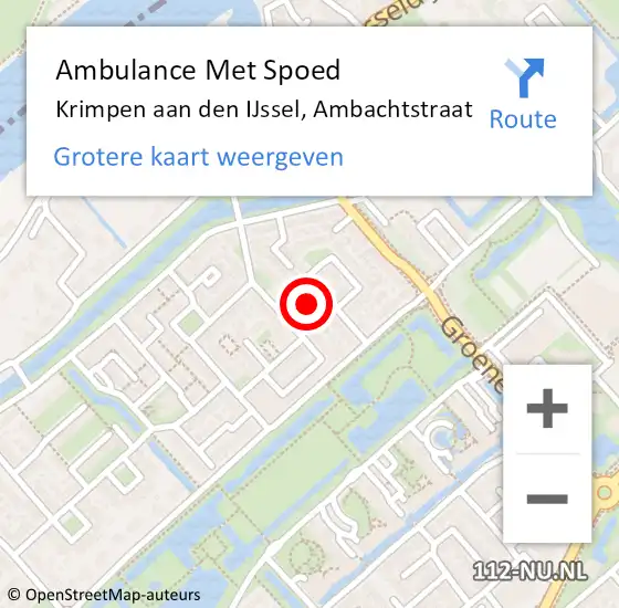 Locatie op kaart van de 112 melding: Ambulance Met Spoed Naar Krimpen aan den IJssel, Ambachtstraat op 4 januari 2025 12:11