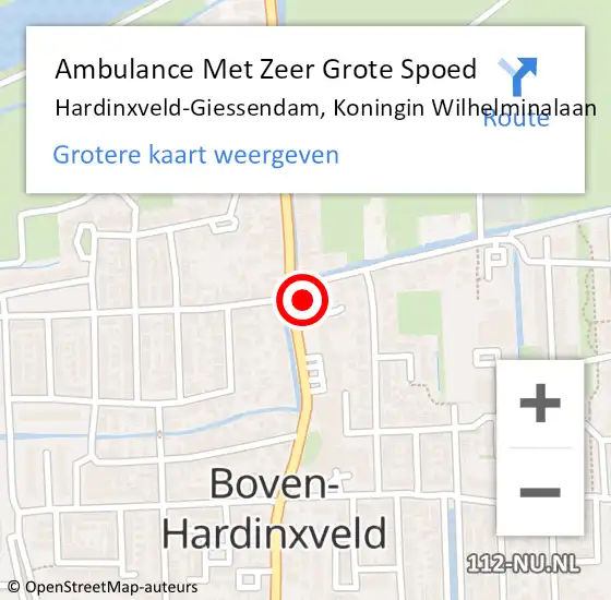 Locatie op kaart van de 112 melding: Ambulance Met Zeer Grote Spoed Naar Hardinxveld-Giessendam, Koningin Wilhelminalaan op 4 januari 2025 12:20