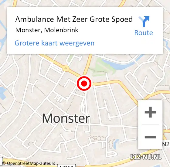 Locatie op kaart van de 112 melding: Ambulance Met Zeer Grote Spoed Naar Monster, Molenbrink op 4 januari 2025 13:03