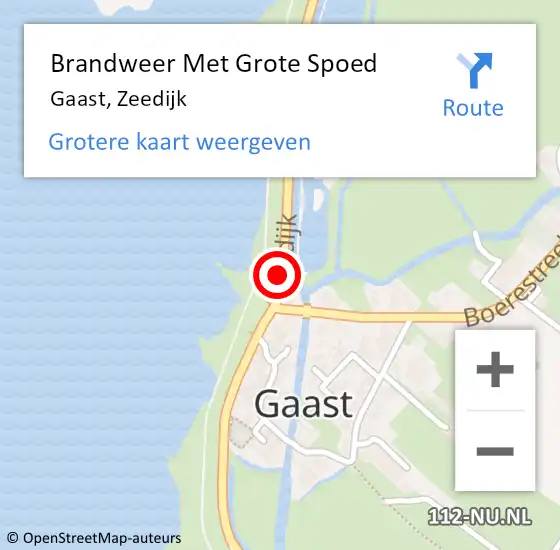 Locatie op kaart van de 112 melding: Brandweer Met Grote Spoed Naar Gaast, Zeedijk op 1 november 2014 19:05