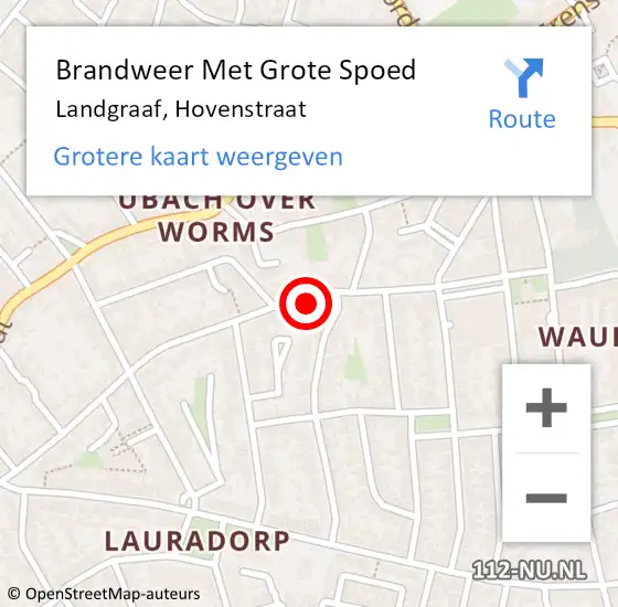 Locatie op kaart van de 112 melding: Brandweer Met Grote Spoed Naar Landgraaf, Hovenstraat op 4 januari 2025 13:13