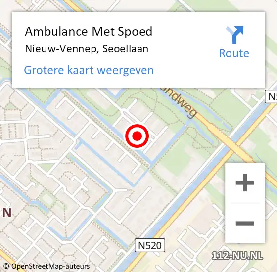 Locatie op kaart van de 112 melding: Ambulance Met Spoed Naar Nieuw-Vennep, Seoellaan op 4 januari 2025 13:18