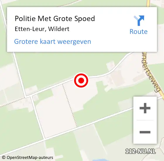 Locatie op kaart van de 112 melding: Politie Met Grote Spoed Naar Etten-Leur, Wildert op 4 januari 2025 13:49