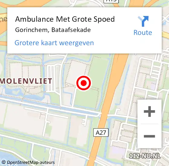 Locatie op kaart van de 112 melding: Ambulance Met Grote Spoed Naar Gorinchem, Bataafsekade op 4 januari 2025 14:10