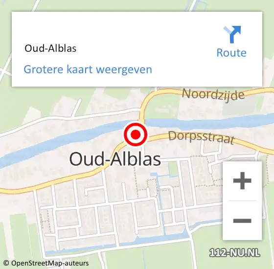 Locatie op kaart van de 112 melding:  Oud-Alblas op 4 januari 2025 14:11