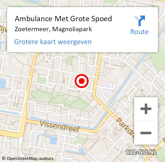 Locatie op kaart van de 112 melding: Ambulance Met Grote Spoed Naar Zoetermeer, Magnoliapark op 4 januari 2025 14:11