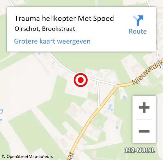 Locatie op kaart van de 112 melding: Trauma helikopter Met Spoed Naar Oirschot, Broekstraat op 4 januari 2025 14:35