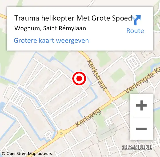 Locatie op kaart van de 112 melding: Trauma helikopter Met Grote Spoed Naar Wognum, Saint Rémylaan op 4 januari 2025 15:27