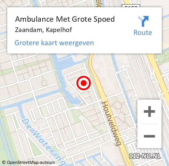 Locatie op kaart van de 112 melding: Ambulance Met Grote Spoed Naar Zaandam, Kapelhof op 4 januari 2025 15:41