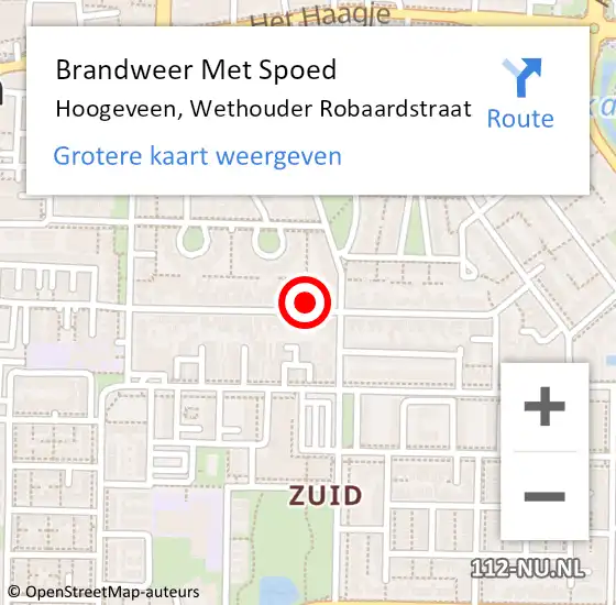 Locatie op kaart van de 112 melding: Brandweer Met Spoed Naar Hoogeveen, Wethouder Robaardstraat op 4 januari 2025 15:48