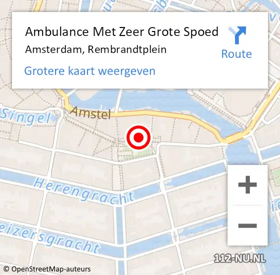 Locatie op kaart van de 112 melding: Ambulance Met Zeer Grote Spoed Naar Amsterdam, Rembrandtplein op 4 januari 2025 15:59