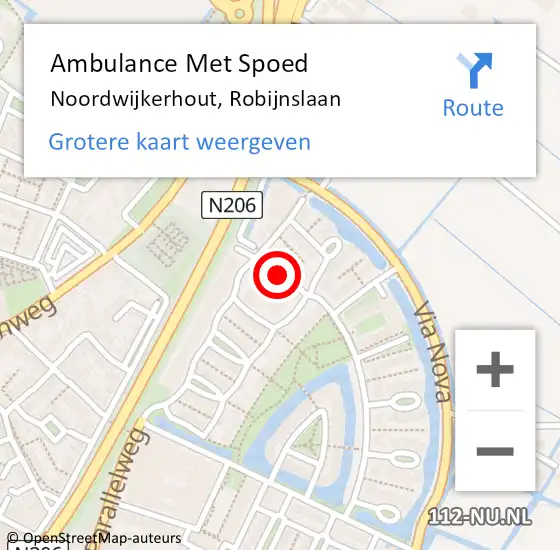 Locatie op kaart van de 112 melding: Ambulance Met Spoed Naar Noordwijkerhout, Robijnslaan op 1 november 2014 19:28