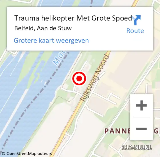 Locatie op kaart van de 112 melding: Trauma helikopter Met Grote Spoed Naar Belfeld, Aan de Stuw op 4 januari 2025 16:54