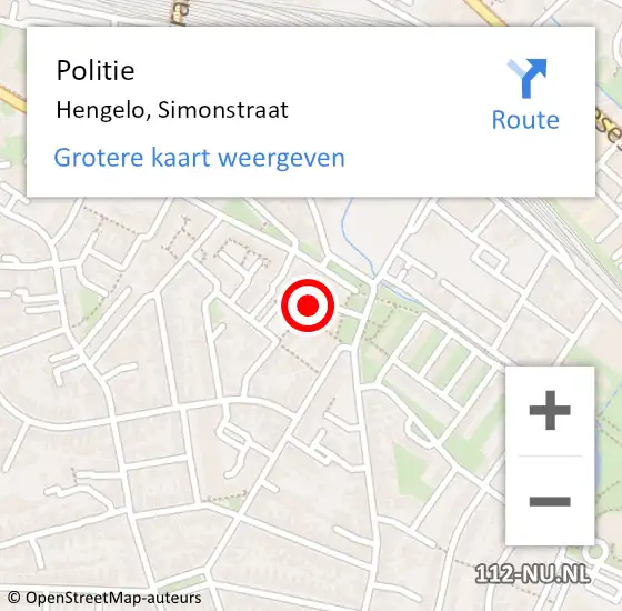 Locatie op kaart van de 112 melding: Politie Hengelo, Simonstraat op 4 januari 2025 17:01