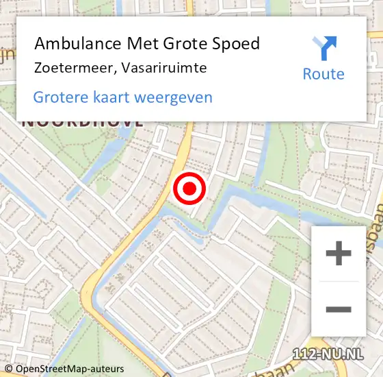 Locatie op kaart van de 112 melding: Ambulance Met Grote Spoed Naar Zoetermeer, Vasariruimte op 4 januari 2025 17:38