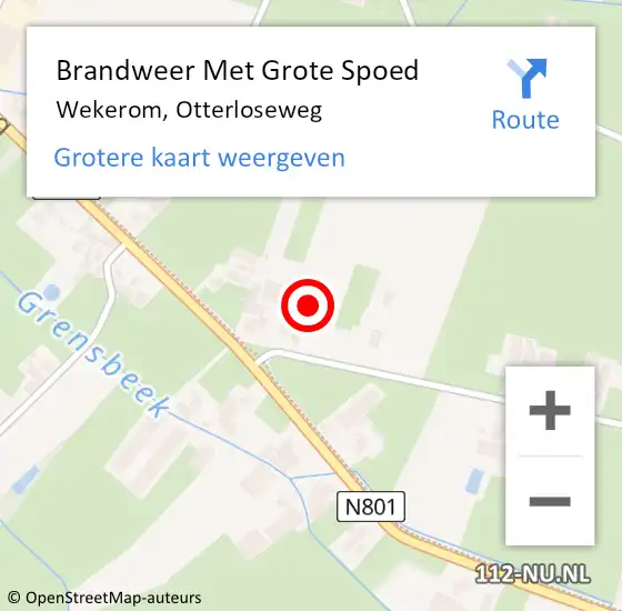 Locatie op kaart van de 112 melding: Brandweer Met Grote Spoed Naar Wekerom, Otterloseweg op 4 januari 2025 17:45