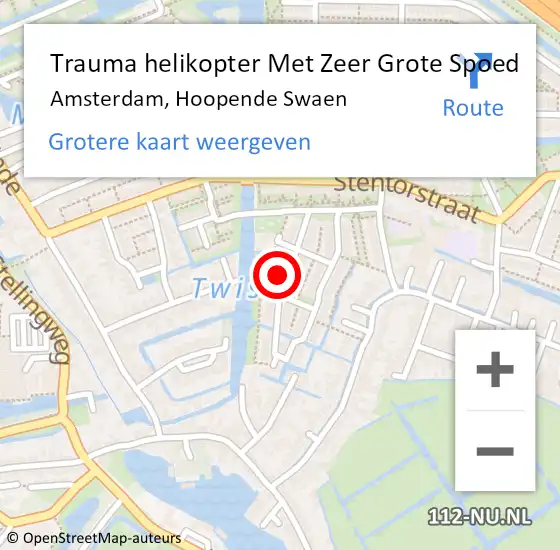 Locatie op kaart van de 112 melding: Trauma helikopter Met Zeer Grote Spoed Naar Amsterdam, Hoopende Swaen op 4 januari 2025 17:52