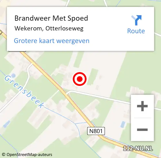 Locatie op kaart van de 112 melding: Brandweer Met Spoed Naar Wekerom, Otterloseweg op 4 januari 2025 18:18