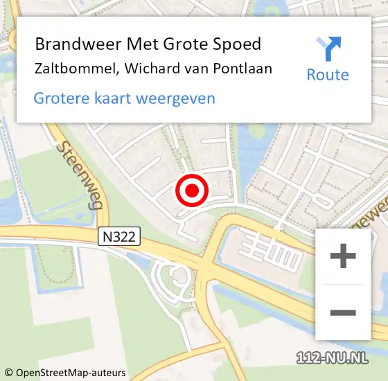 Locatie op kaart van de 112 melding: Brandweer Met Grote Spoed Naar Zaltbommel, Wichard van Pontlaan op 4 januari 2025 18:24