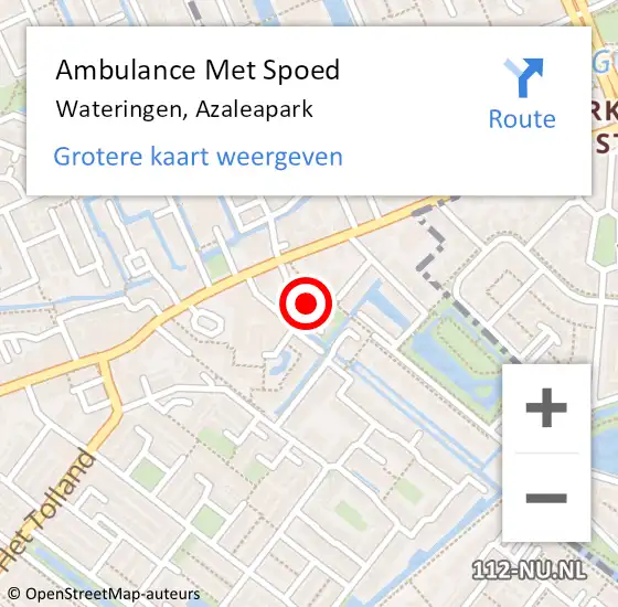 Locatie op kaart van de 112 melding: Ambulance Met Spoed Naar Wateringen, Azaleapark op 4 januari 2025 18:53