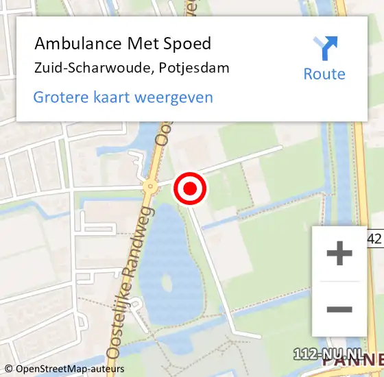 Locatie op kaart van de 112 melding: Ambulance Met Spoed Naar Zuid-Scharwoude, Potjesdam op 4 januari 2025 20:33