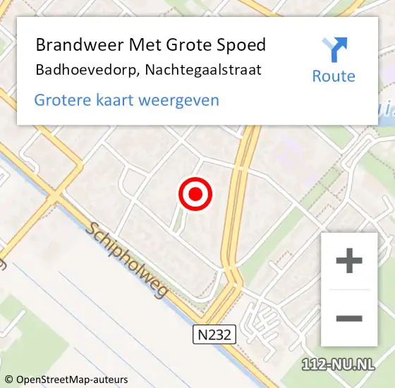 Locatie op kaart van de 112 melding: Brandweer Met Grote Spoed Naar Badhoevedorp, Nachtegaalstraat op 4 januari 2025 20:33