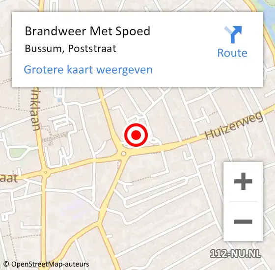 Locatie op kaart van de 112 melding: Brandweer Met Spoed Naar Bussum, Poststraat op 4 januari 2025 20:47