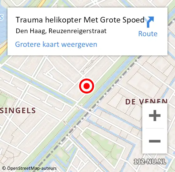 Locatie op kaart van de 112 melding: Trauma helikopter Met Grote Spoed Naar Den Haag, Reuzenreigerstraat op 4 januari 2025 21:29