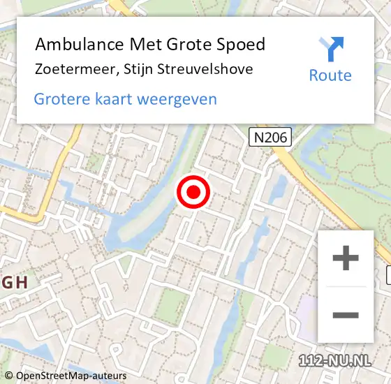 Locatie op kaart van de 112 melding: Ambulance Met Grote Spoed Naar Zoetermeer, Stijn Streuvelshove op 4 januari 2025 21:32