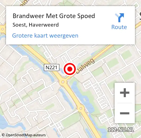 Locatie op kaart van de 112 melding: Brandweer Met Grote Spoed Naar Soest, Haverweerd op 4 januari 2025 22:40