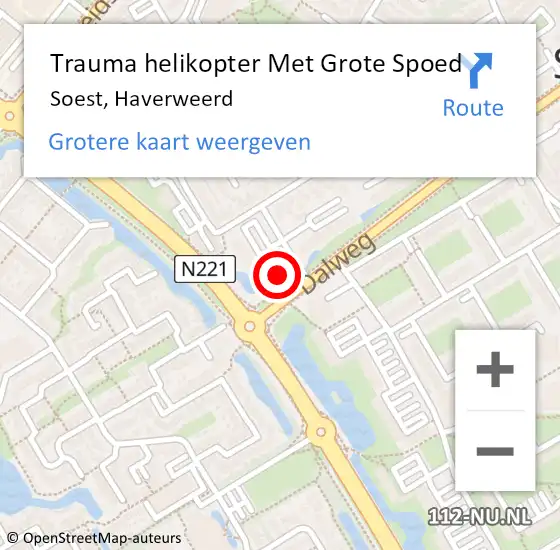 Locatie op kaart van de 112 melding: Trauma helikopter Met Grote Spoed Naar Soest, Haverweerd op 4 januari 2025 22:46