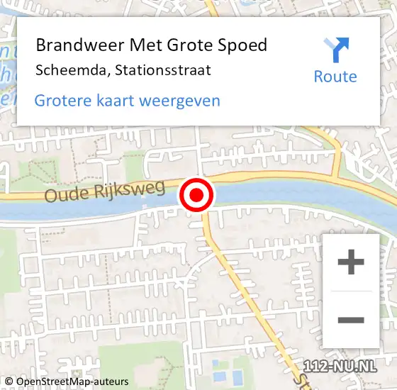 Locatie op kaart van de 112 melding: Brandweer Met Grote Spoed Naar Scheemda, Stationsstraat op 4 januari 2025 23:17