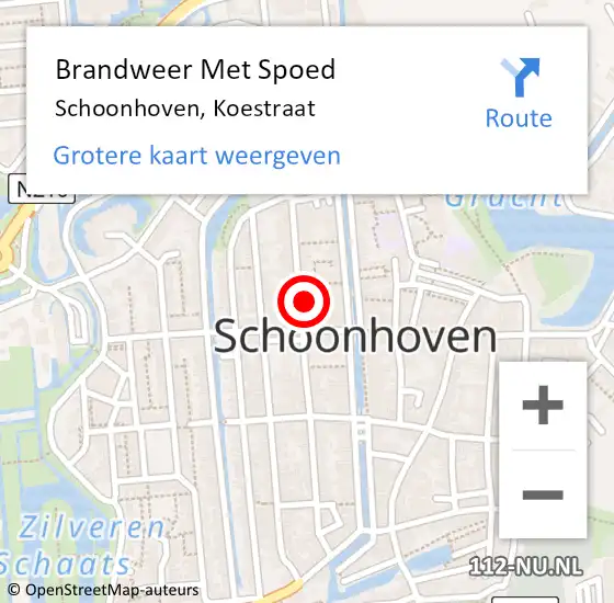 Locatie op kaart van de 112 melding: Brandweer Met Spoed Naar Schoonhoven, Koestraat op 5 januari 2025 00:58