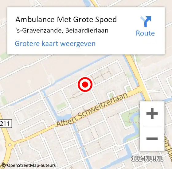 Locatie op kaart van de 112 melding: Ambulance Met Grote Spoed Naar 's-Gravenzande, Beiaardierlaan op 5 januari 2025 01:16