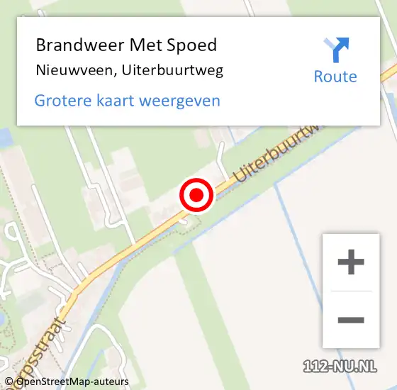 Locatie op kaart van de 112 melding: Brandweer Met Spoed Naar Nieuwveen, Uiterbuurtweg op 5 januari 2025 02:02