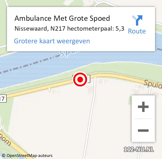 Locatie op kaart van de 112 melding: Ambulance Met Grote Spoed Naar Nissewaard, N217 hectometerpaal: 5,3 op 5 januari 2025 03:22