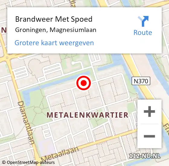 Locatie op kaart van de 112 melding: Brandweer Met Spoed Naar Groningen, Magnesiumlaan op 5 januari 2025 05:29