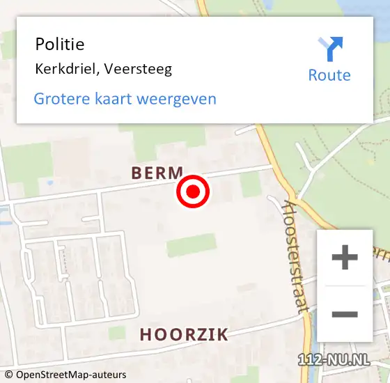 Locatie op kaart van de 112 melding: Politie Kerkdriel, Veersteeg op 5 januari 2025 06:58