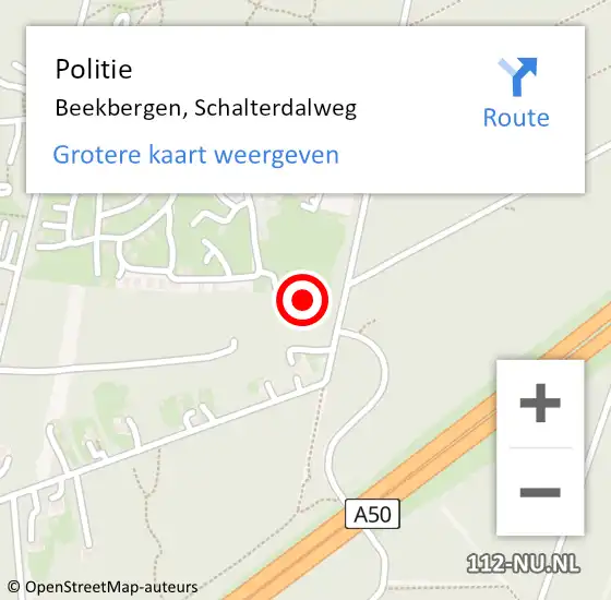 Locatie op kaart van de 112 melding: Politie Beekbergen, Schalterdalweg op 5 januari 2025 07:03