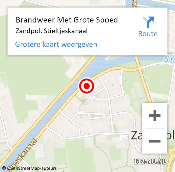 Locatie op kaart van de 112 melding: Brandweer Met Grote Spoed Naar Zandpol, Stieltjeskanaal op 5 januari 2025 07:23